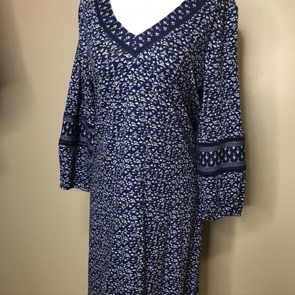 NWT Daniel Rainn Women's V Neck Blue Floral Shift Dress Long Sleeve Medium - Picture 7 of 8